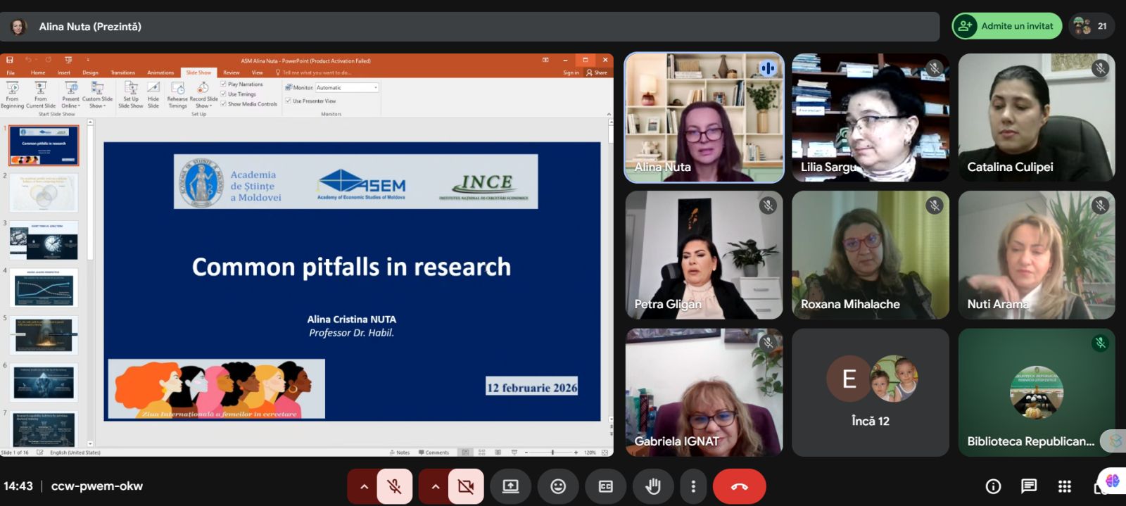 Sesiunea de comunicări „Parcursuri feminine în știință: între provocări, oportunități și mecanisme de sprijin / Women’s paths in science: between challenges, opportunities and support mechanisms